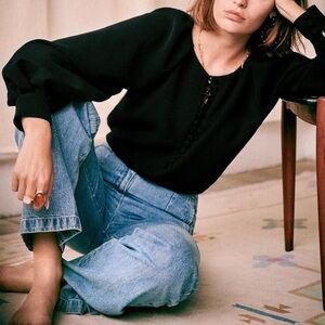 Sezane Amy Blouse Top Black Size 10 / 42 / Large
